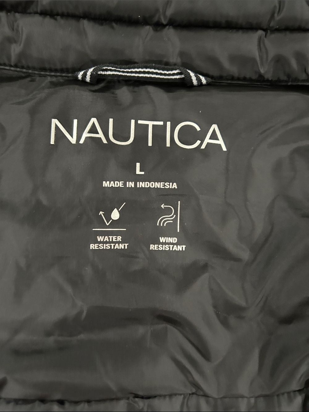 Nautica Black Water-Resistant Windbreaker Jacket